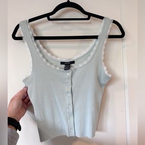 Forever 21 Women’s Green Lace Summer Tank Top Small